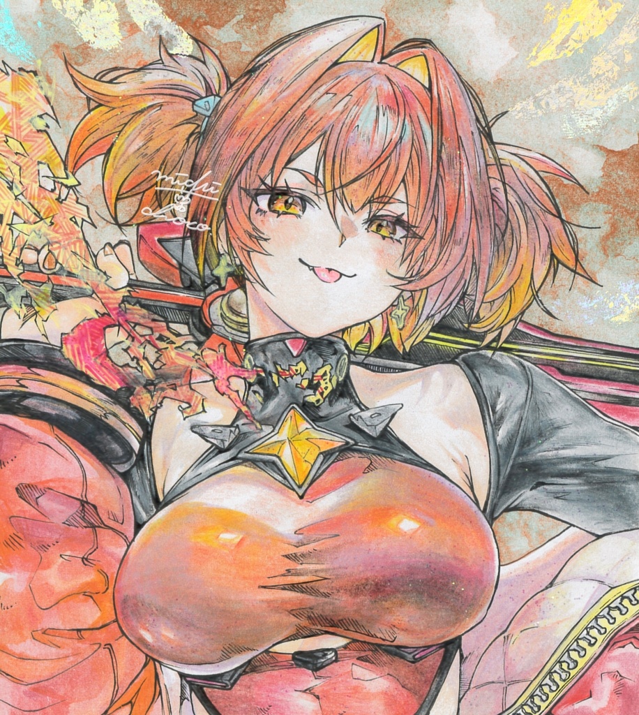 【勝利の女神:NIKKE】アークレンジャー・レッド 小色紙原画