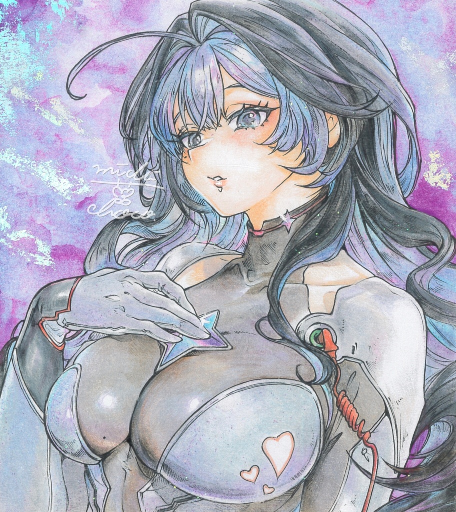 【勝利の女神:NIKKE】アークレンジャー・ブルー 小色紙原画