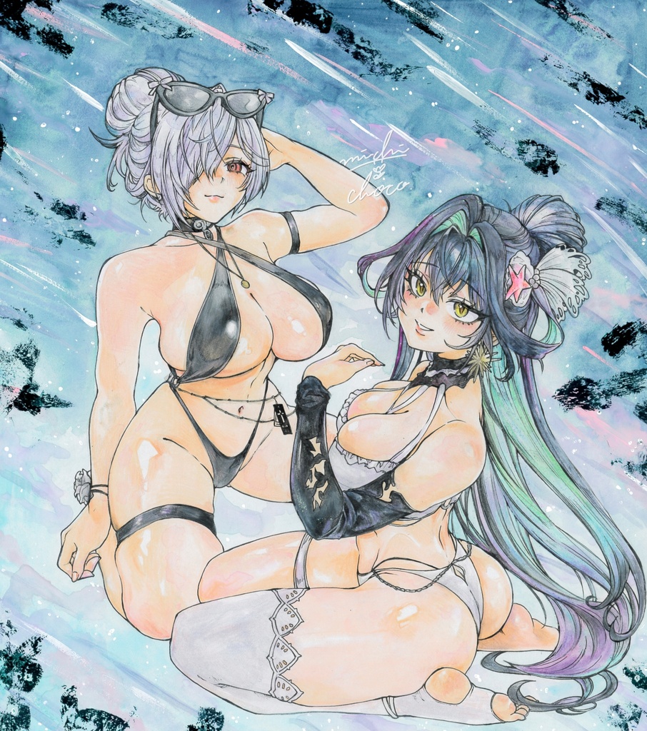 【勝利の女神:NIKKE】シンデレラ&セイレーン 大色紙原画