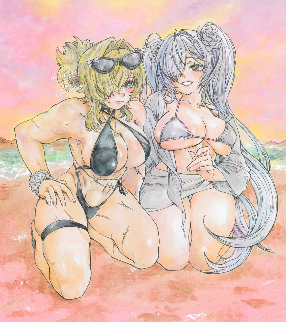 【勝利の女神:NIKKE】グレイブ&シンデレラ 大色紙原画