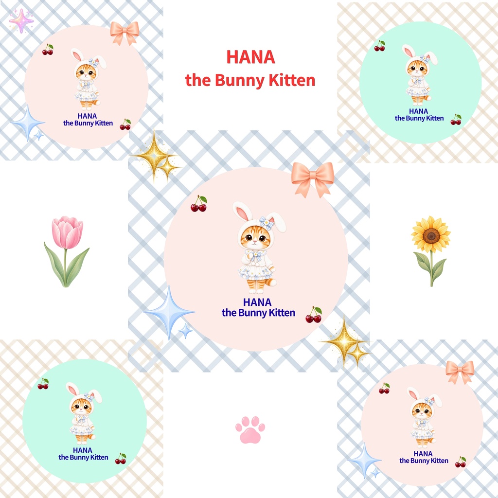 Hana the Bunny Kitten デジタルペーパー 印刷向け 10枚セット ①