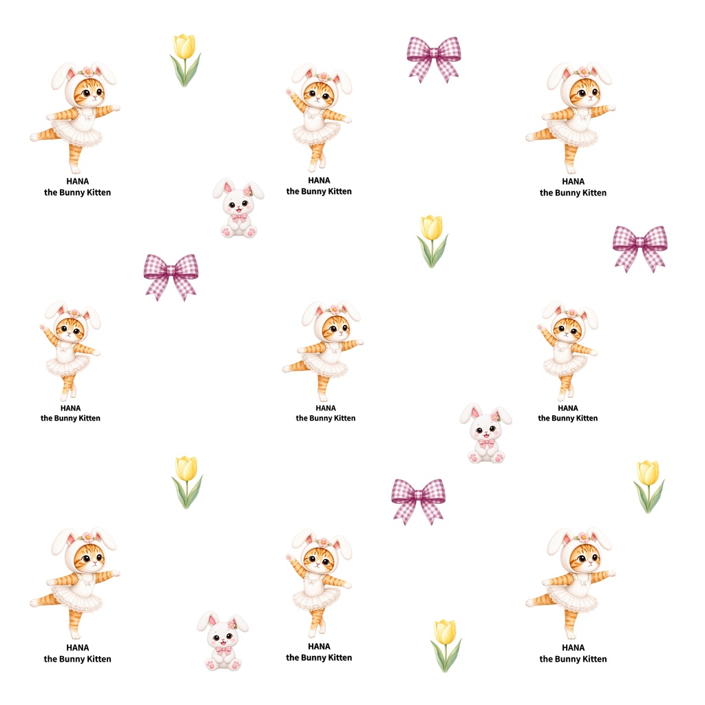 Hana the Bunny Kitten デジタルペーパー 印刷向け 10枚セット ①