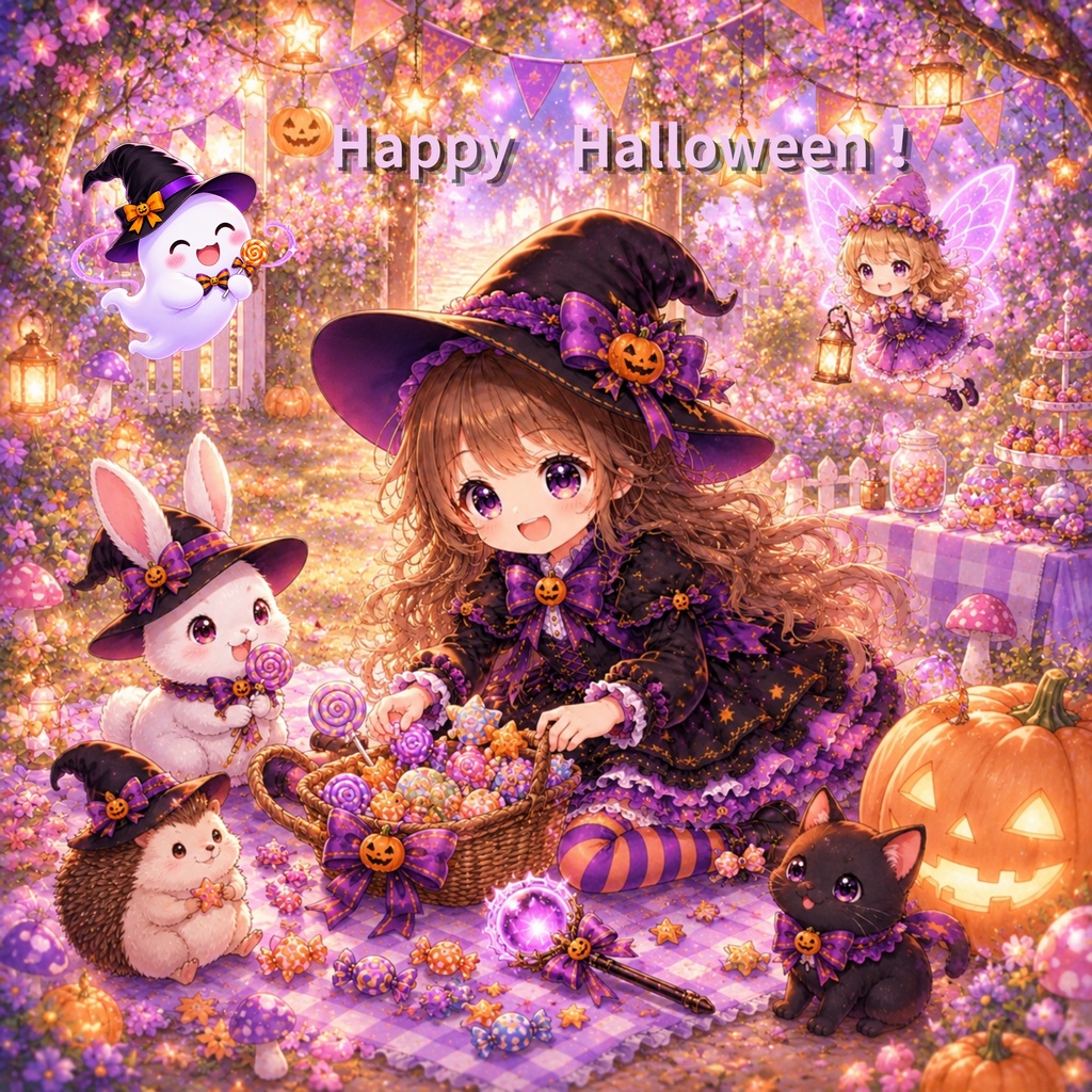 キラキラ森のハロウィンパーティー デジタルペーパー 5枚
