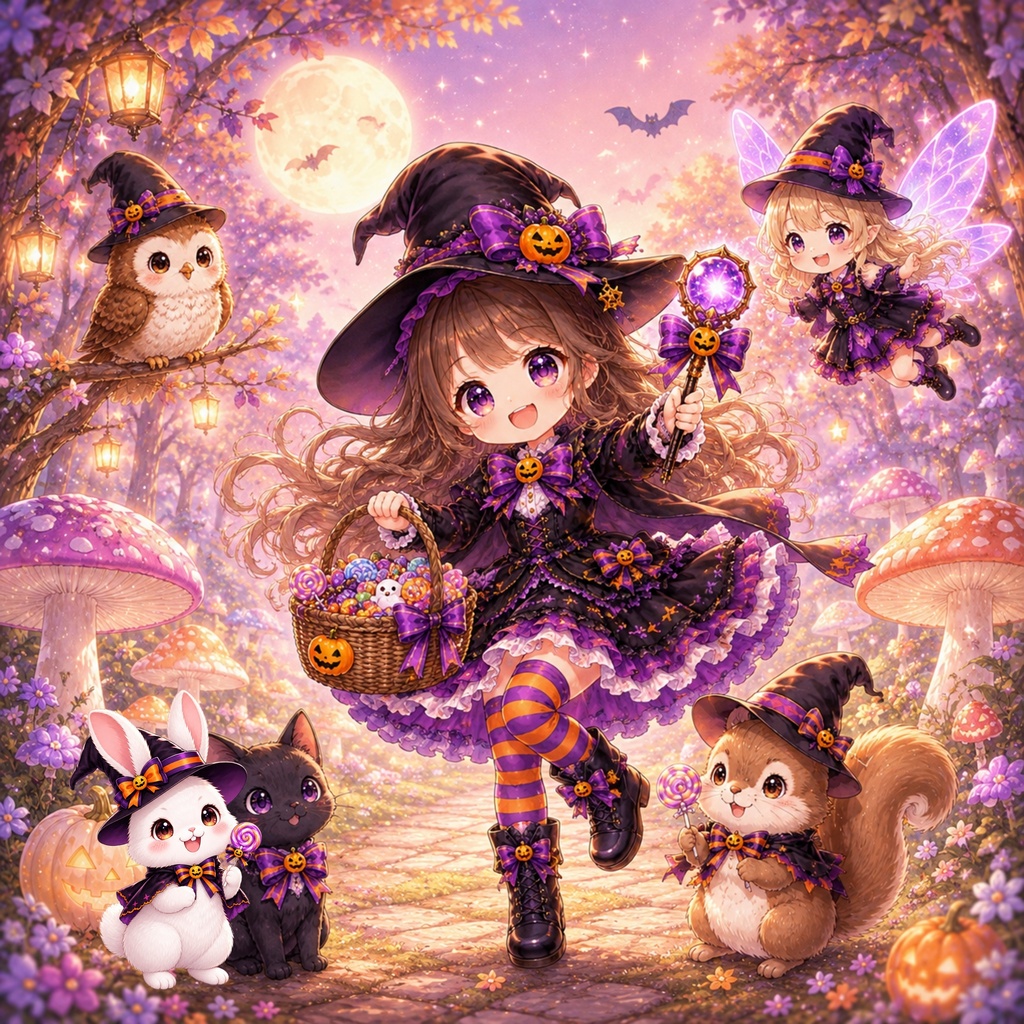 キラキラ森のハロウィンパーティー デジタルペーパー 5枚
