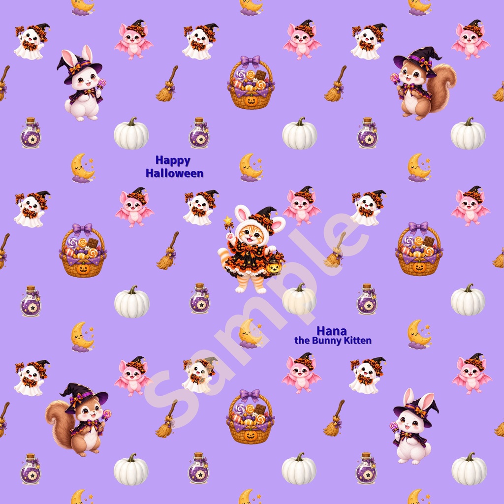 Hana the Bunny Kitten Halloween デジタルペーパー ① 5枚セット