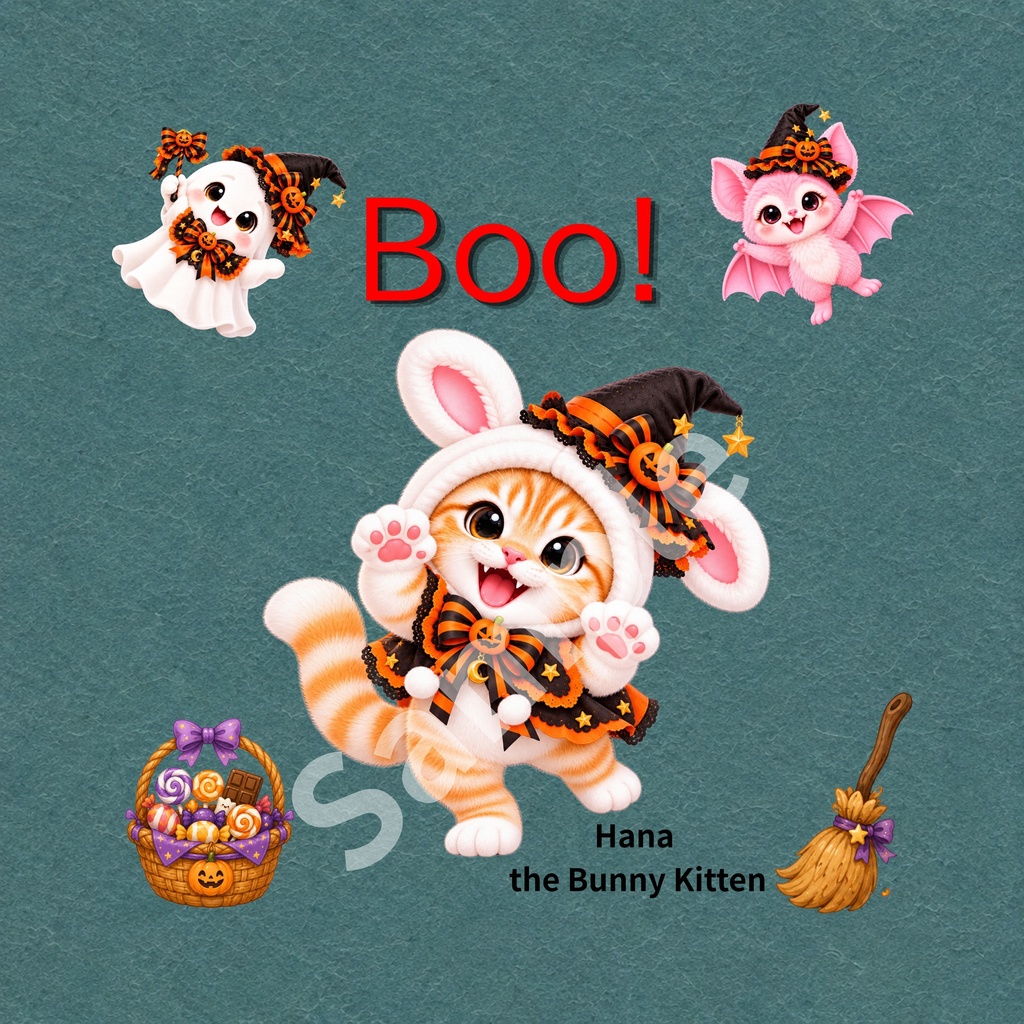 Hana the Bunny Kitten Halloween デジタルペーパー ② 10枚セット