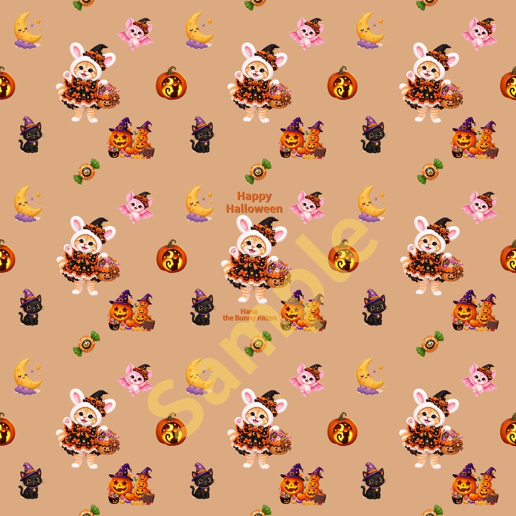 Hana the Bunny Kitten Halloween デジタルペーパー ② 10枚セット