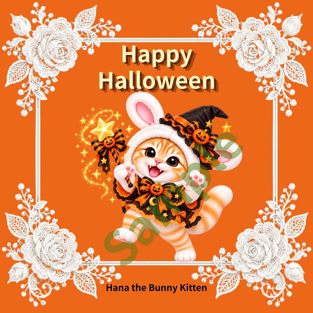 Hana the Bunny Kitten Halloween デジタルペーパー ② 10枚セット