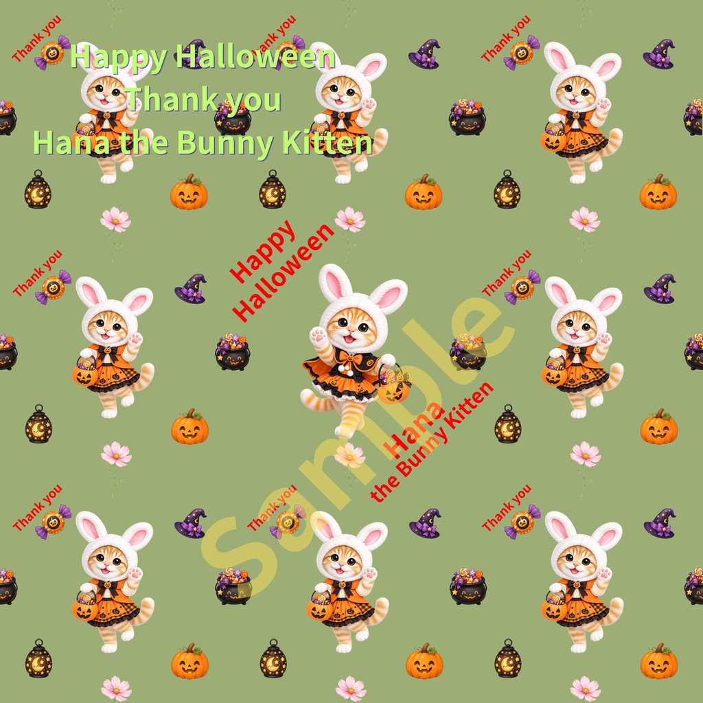 Hana the Bunny Kitten Halloween デジタルペーパー ② 10枚セット