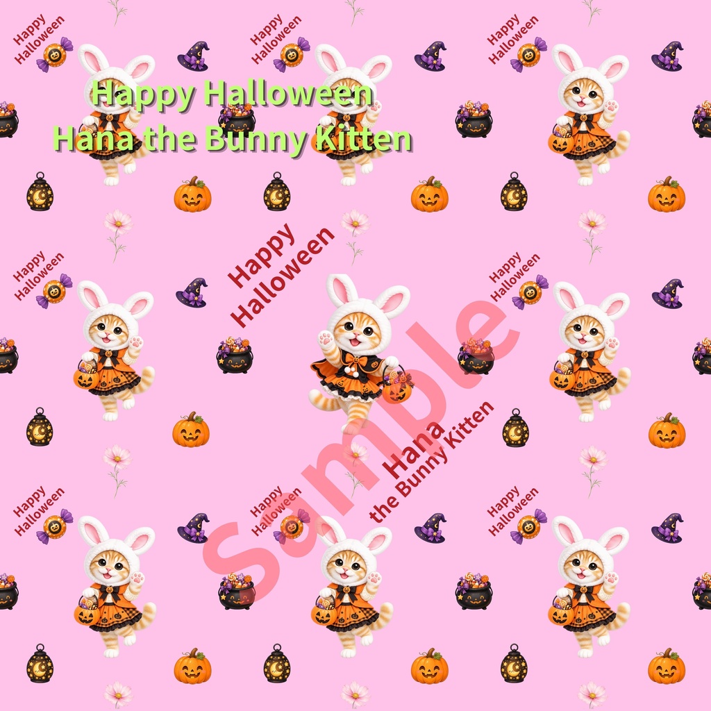 Hana the Bunny Kitten Halloween デジタルペーパー ② 10枚セット