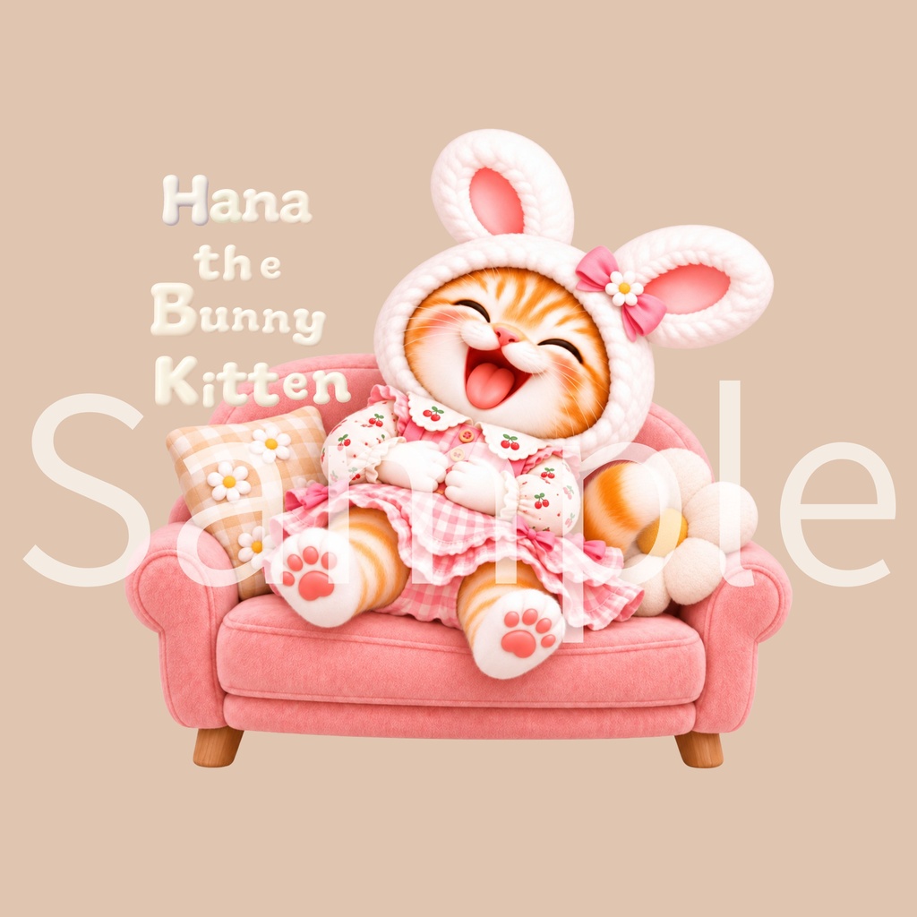 Hana the Bunny Kitten （リアル子猫の花ちゃん） デジタルペーパー ① 5枚