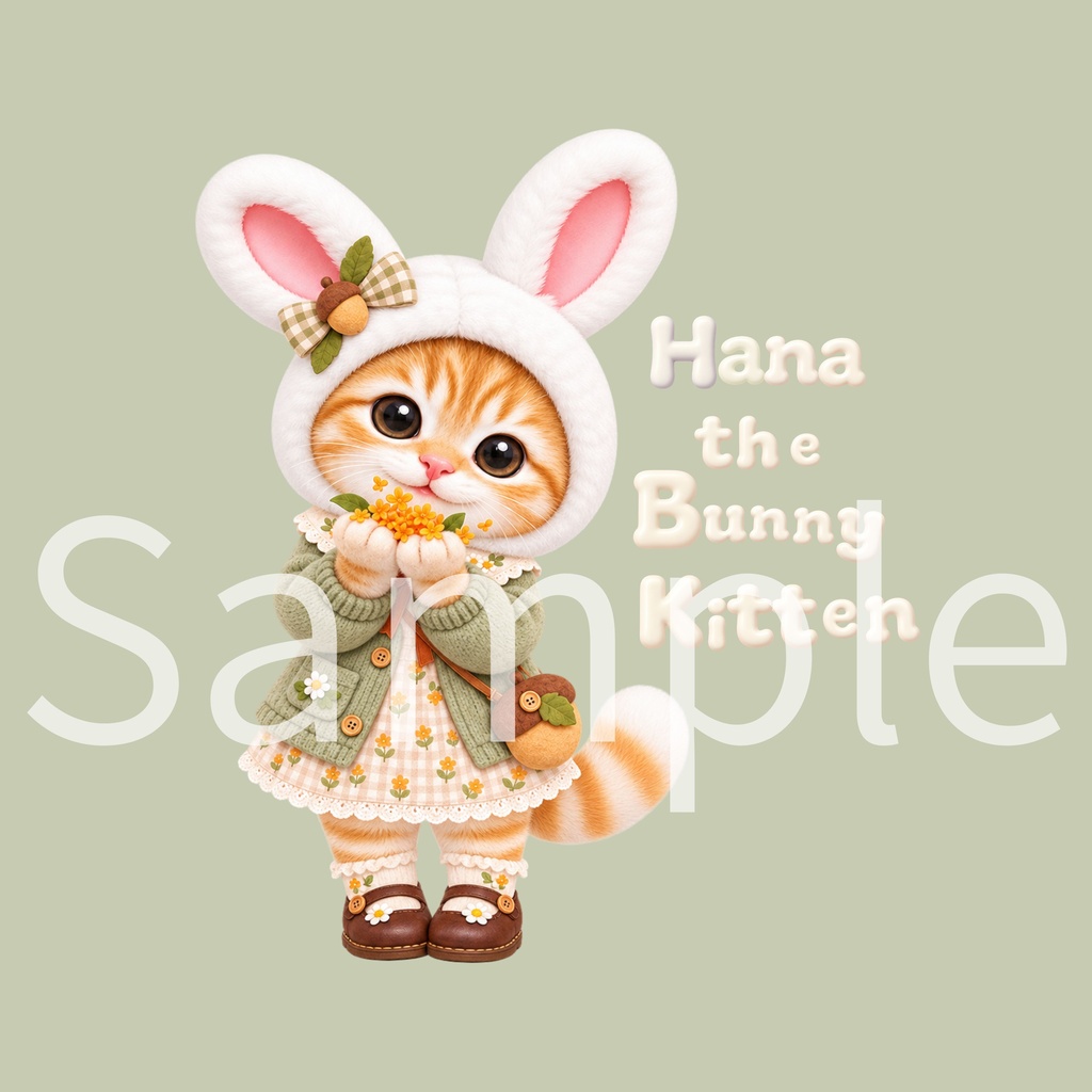 Hana the Bunny Kitten (リアル子猫の花ちゃん) デジタルペーパー ① 5枚