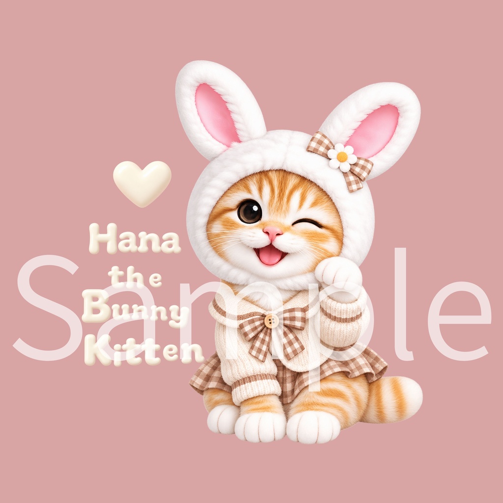 Hana the Bunny Kitten (リアル子猫の花ちゃん) デジタルペーパー ① 5枚