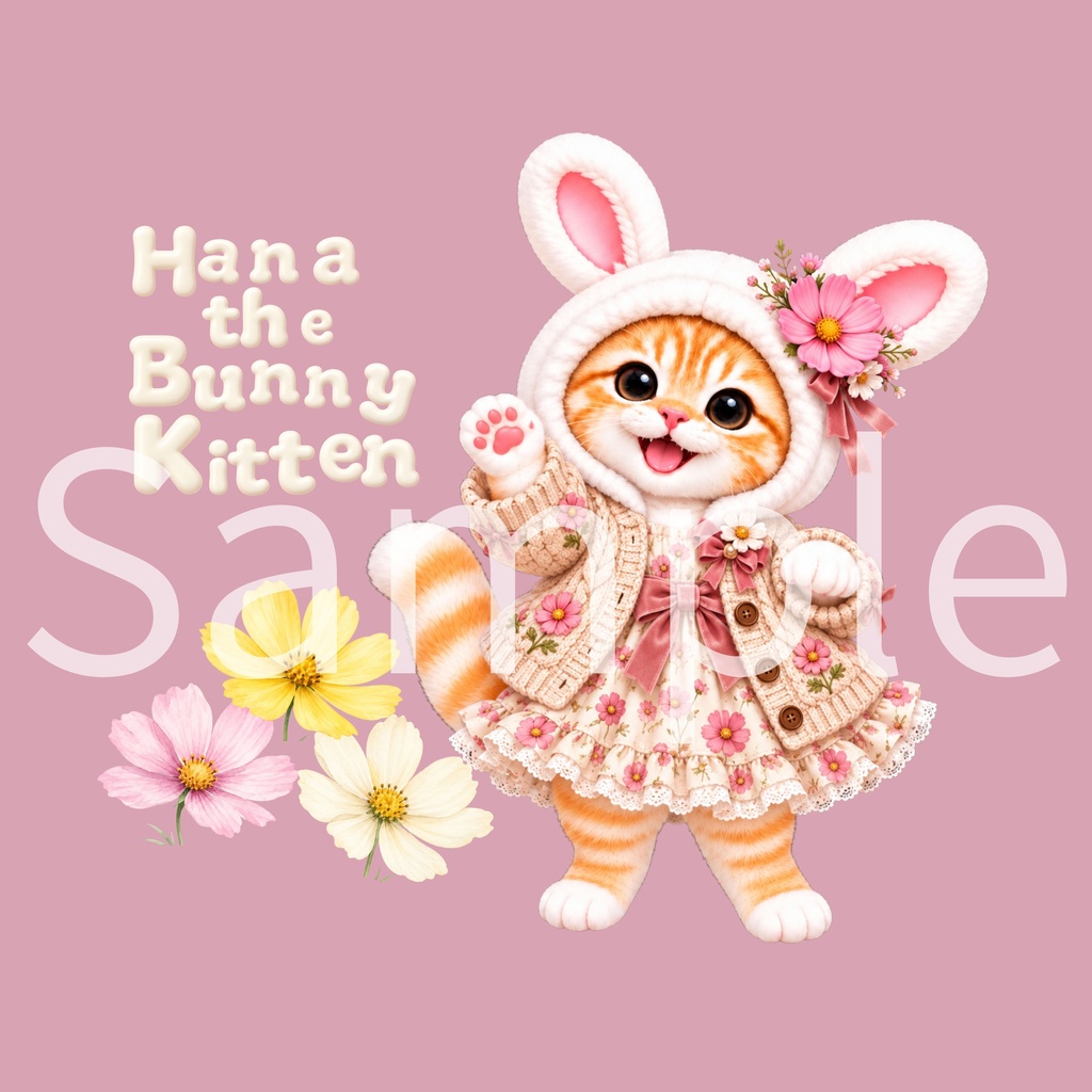 Hana the Bunny Kitten (リアル子猫の花ちゃん) デジタルペーパー ① 5枚