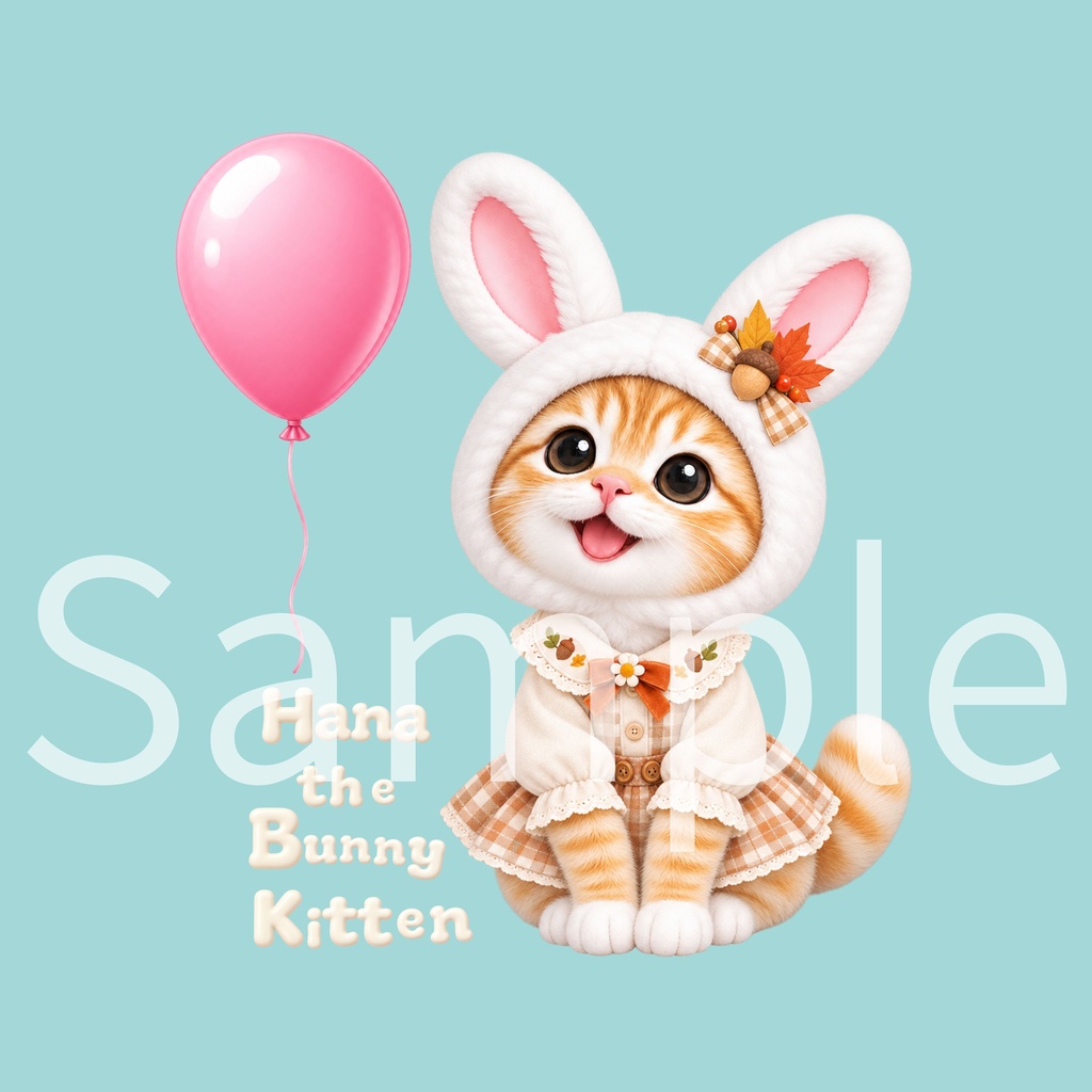 Hana the Bunny Kitten (リアル子猫の花ちゃん) デジタルペーパー ① 5枚