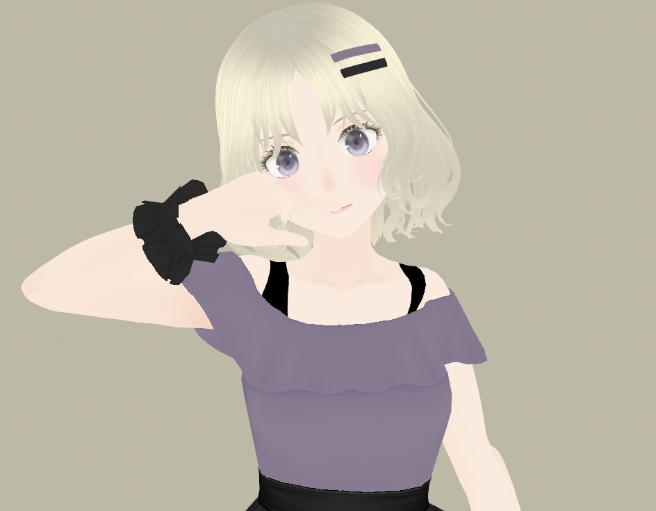 【Free/Support】014 オフショルワンピ【VRoid】おまけ(チョーカー・ネイル)