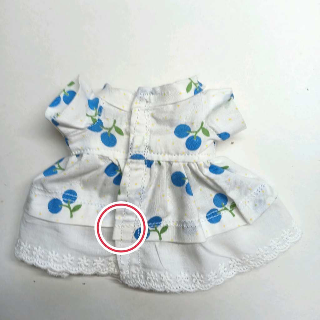 【B品】青いさくらんぼのシングルワンピース&リボンセット