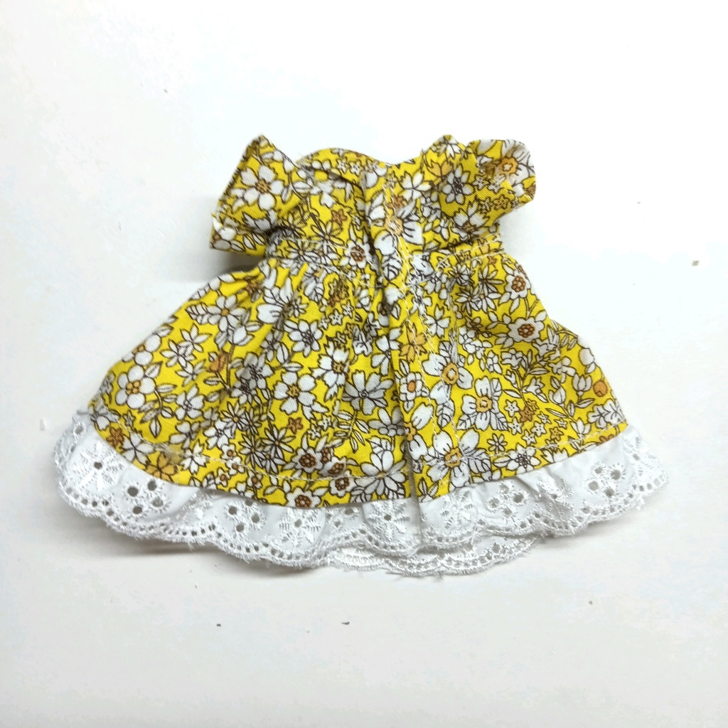 イエロー花柄シングルワンピース&リボンセット