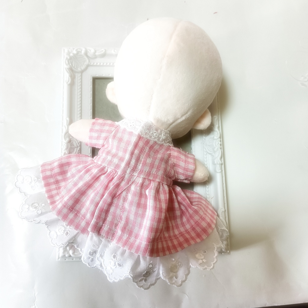 10cmピンクのギンガムチェックのぬい坂アイドルワンピース