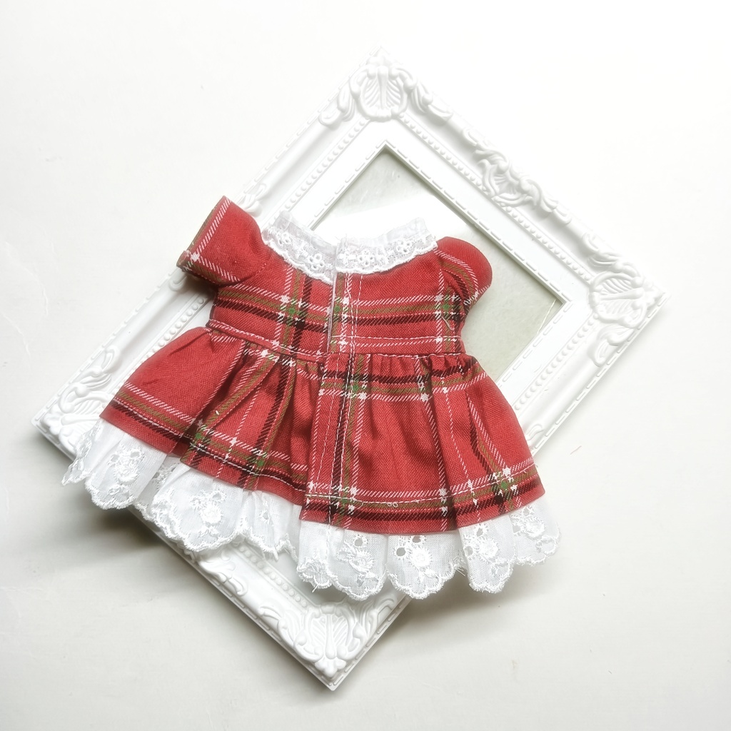 10cm 赤いチェックのぬい坂アイドルワンピース