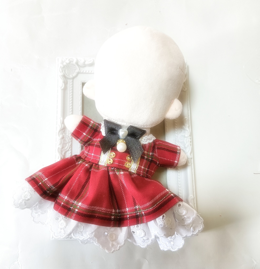10cm 赤いチェックのぬい坂アイドルワンピース