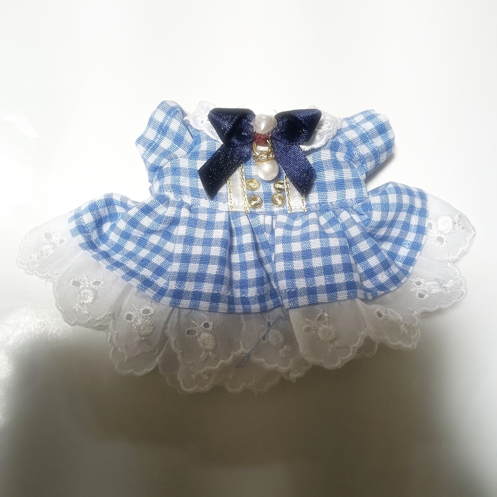 水色のぬい坂アイドルギンガムチェックワンピース