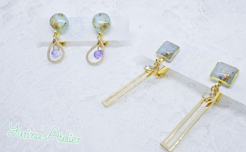 紫陽花の欠片イヤリング