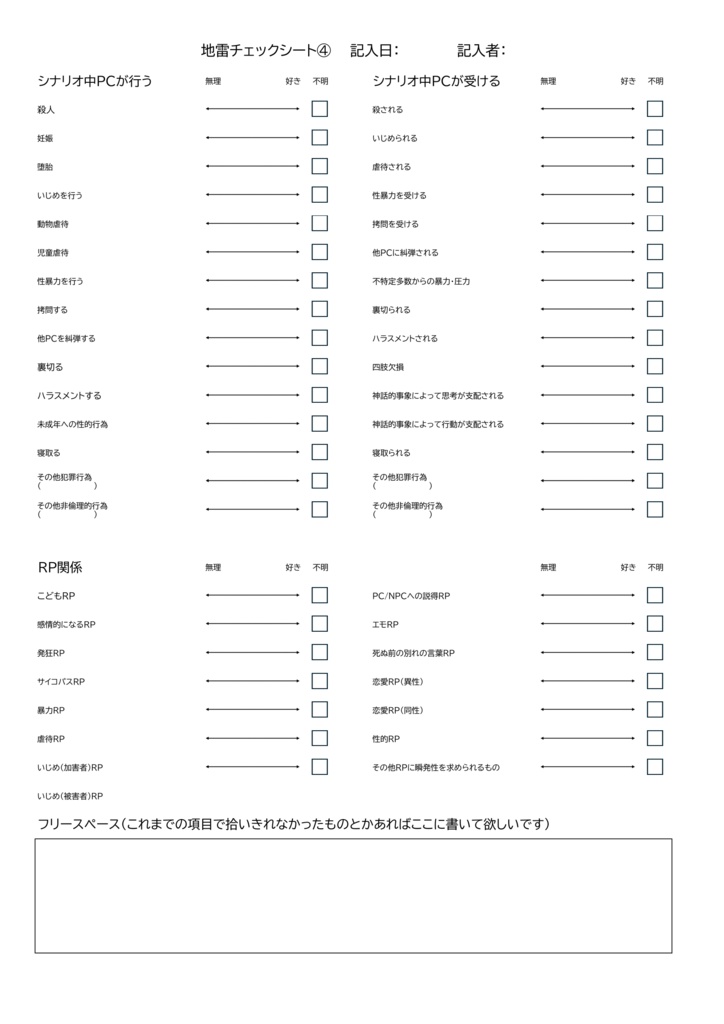 地雷チェックシート