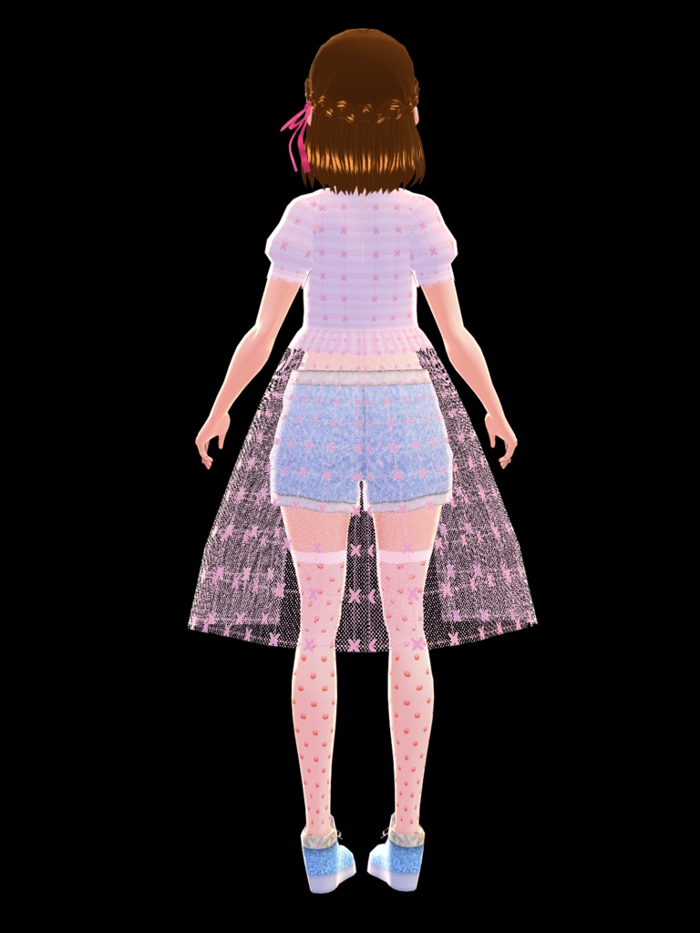 Vroid用 透け感ワンピとショーパンのコーデ テクスチャ素材 衣装 vroid studio 正式版 ベータ版 beta β