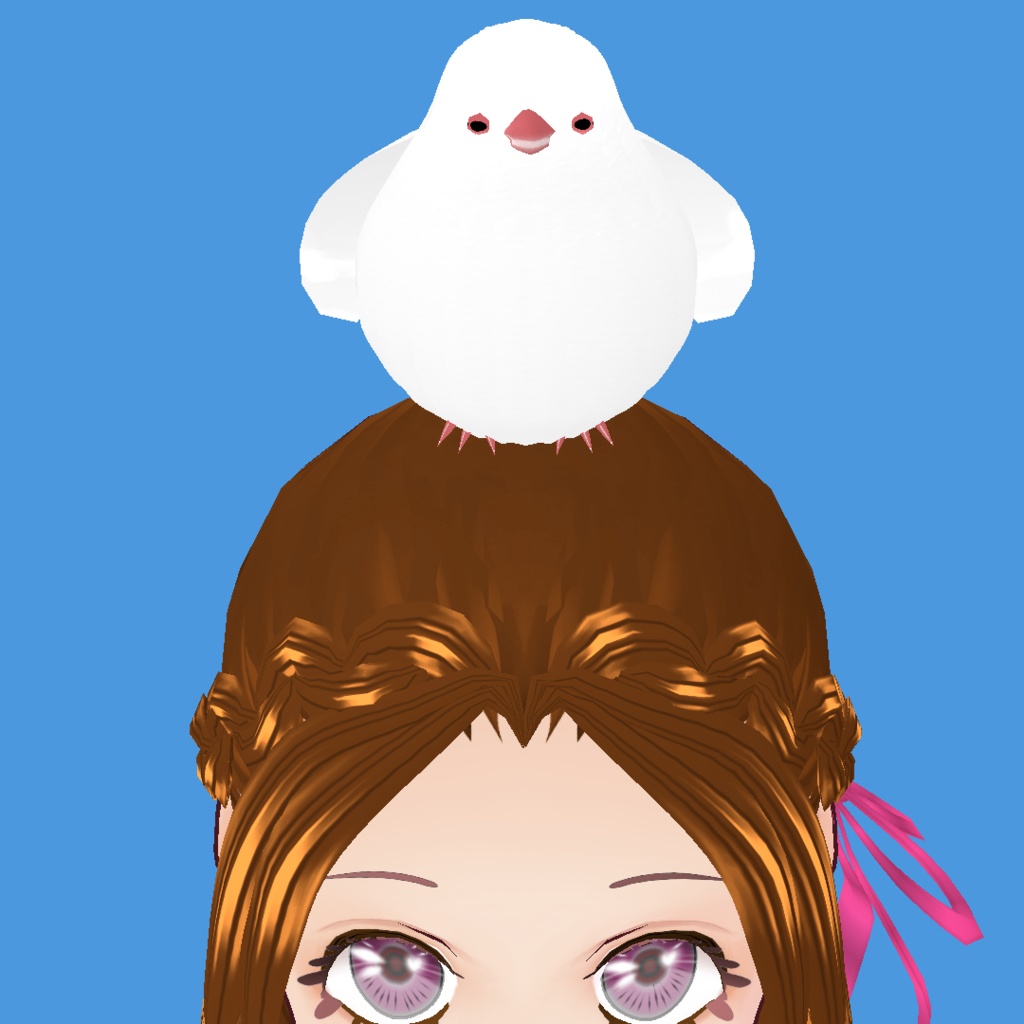 Vroid用 β版専用 頭の上の白文鳥と桜文鳥セット ヘアープリセット素材 (合体可能) 鳥 ペット かわいい 文鳥 動く vroid studio ベータ版 beta β