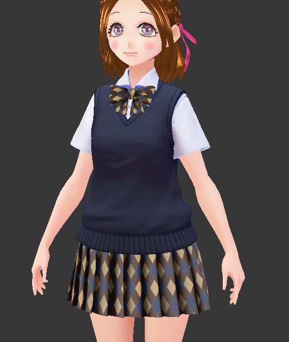 VRoid用 制服に!ギンガムチェックのスカート&リボン 選んで使える10色セット テクスチャ素材 衣装 vroid studio 正式版 ベータ版 beta β