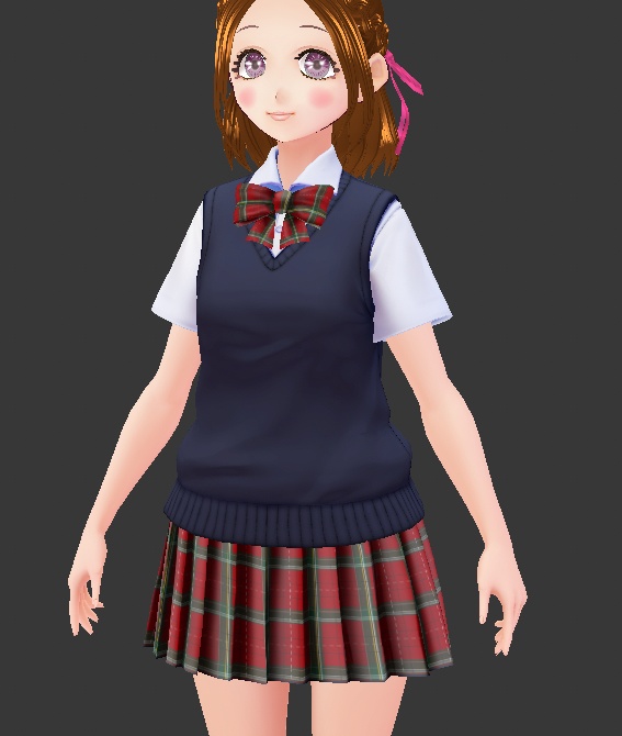 VRoid用 制服に!ギンガムチェックのスカート&リボン 選んで使える10色セット テクスチャ素材 衣装 vroid studio 正式版 ベータ版 beta β
