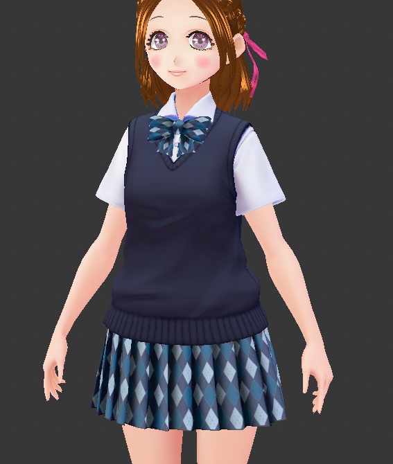 VRoid用 制服に!ギンガムチェックのスカート&リボン 選んで使える10色セット テクスチャ素材 衣装 vroid studio 正式版 ベータ版 beta β