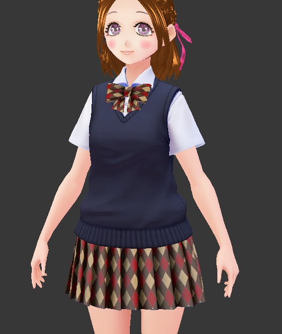 VRoid用 制服に!ギンガムチェックのスカート&リボン 選んで使える10色セット テクスチャ素材 衣装 vroid studio 正式版 ベータ版 beta β