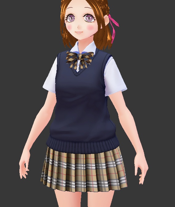 VRoid用 制服に!ギンガムチェックのスカート&リボン 選んで使える10色セット テクスチャ素材 衣装 vroid studio 正式版 ベータ版 beta β