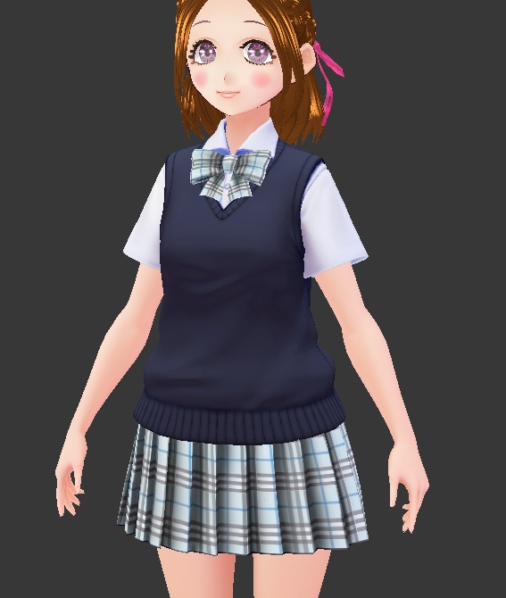 VRoid用 制服に!ギンガムチェックのスカート&リボン 選んで使える10色セット テクスチャ素材 衣装 vroid studio 正式版 ベータ版 beta β