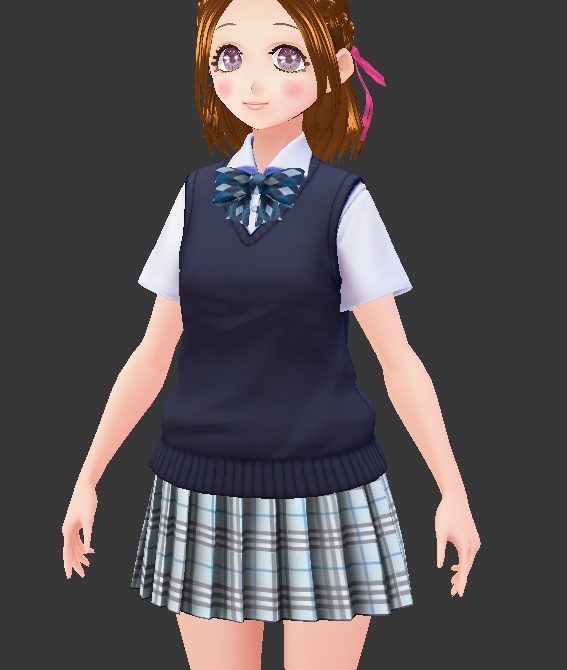 VRoid用 制服に!ギンガムチェックのスカート&リボン 選んで使える10色セット テクスチャ素材 衣装 vroid studio 正式版 ベータ版 beta β