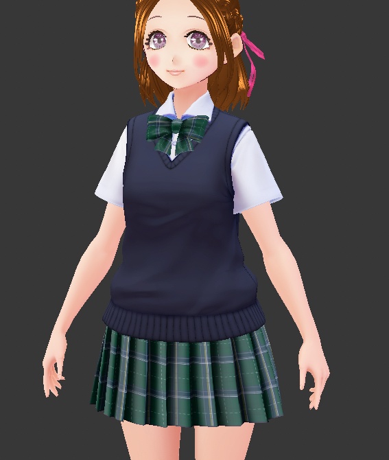 VRoid用 制服に!ギンガムチェックのスカート&リボン 選んで使える10色セット テクスチャ素材 衣装 vroid studio 正式版 ベータ版 beta β