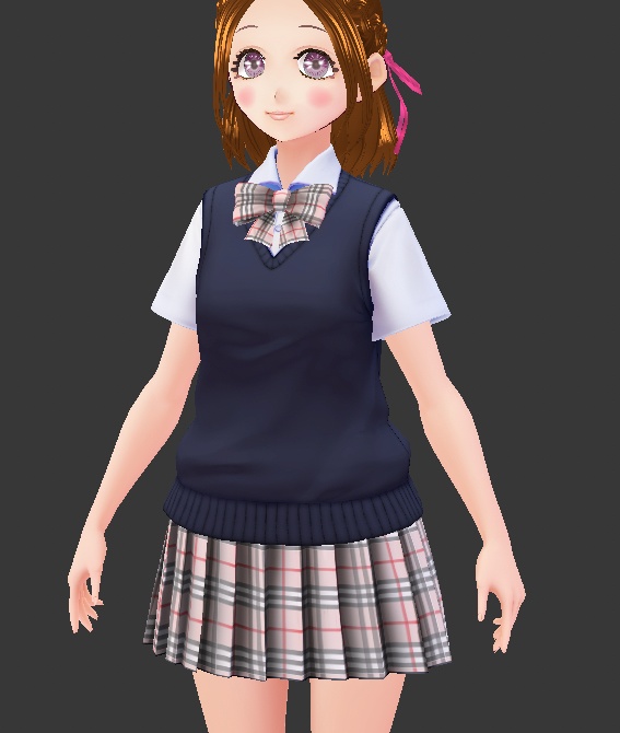 VRoid用 制服に!ギンガムチェックのスカート&リボン 選んで使える10色セット テクスチャ素材 衣装 vroid studio 正式版 ベータ版 beta β