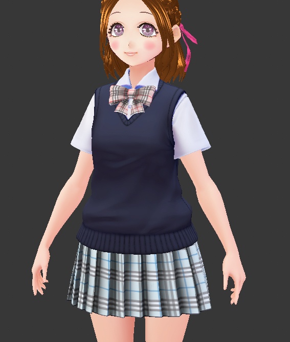 VRoid用 制服に!ギンガムチェックのスカート&リボン 選んで使える10色セット テクスチャ素材 衣装 vroid studio 正式版 ベータ版 beta β