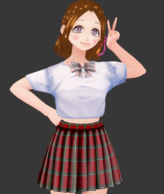 VRoid用 制服に!ギンガムチェックのスカート&リボン 選んで使える10色セット テクスチャ素材 衣装 vroid studio 正式版 ベータ版 beta β