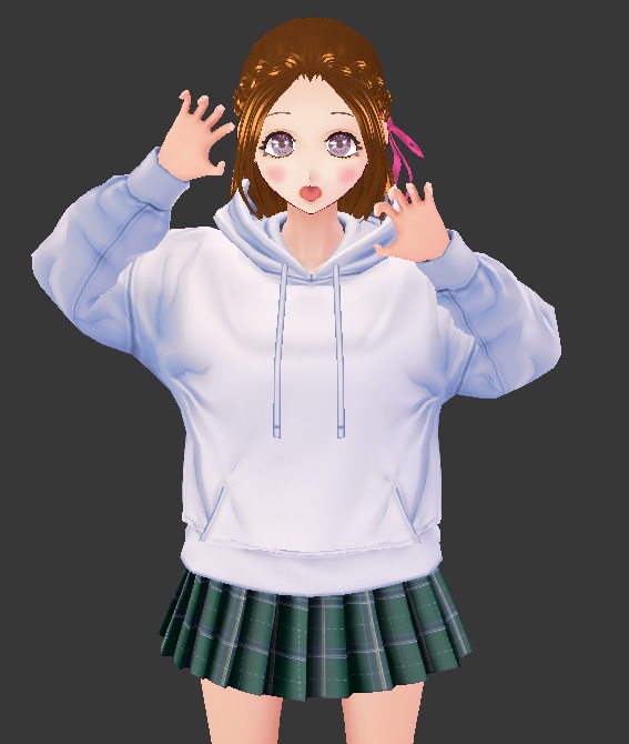 VRoid用 制服に!ギンガムチェックのスカート&リボン 選んで使える10色セット テクスチャ素材 衣装 vroid studio 正式版 ベータ版 beta β