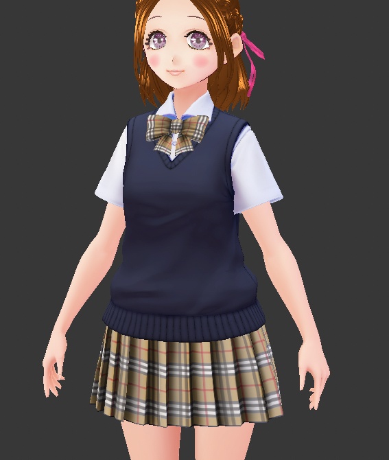 VRoid用 制服に!ギンガムチェックのスカート&リボン 選んで使える10色セット テクスチャ素材 衣装 vroid studio 正式版 ベータ版 beta β