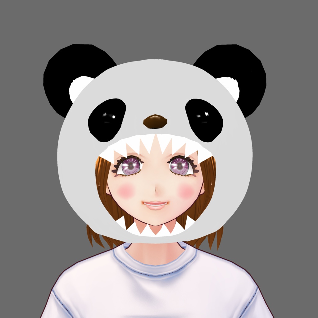 Vroid用 β版専用 かぶりものパンダ&白くま&茶くまセット ヘアープリセット素材 (合体可能) ぬいぐるみ ぱんだ 熊 クマ 着ぐるみ きぐるみ vroid studio ベータ版 beta β