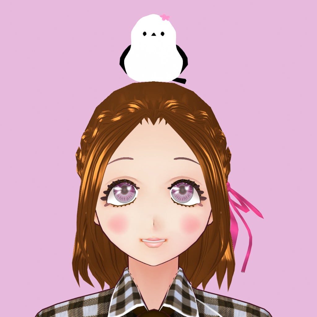 Vroid用 β版専用 頭の上で動くシマエナガ!男女兼用 ヘアープリセット素材 (合体可能) Long-tailed tit 长尾山雀 시마에나가 鳥 ペット しまえなが vroid studio ベータ版 beta β