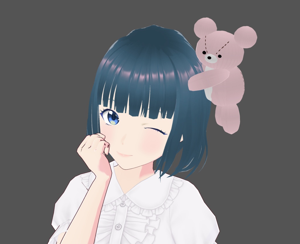 VRoid Studio 正式版 用 頭でふりふり動くテディベア(くま) つけ髪プリセット Moving teddy bear ʕ·ᴥ·ʔ 熊 クマ ぬいぐるみ 可愛い ゴスロリ ロリ系 ペット vroidstudio