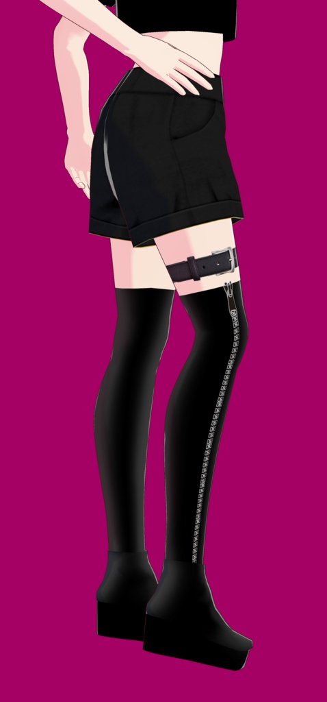 VRoid Studio 正式版β版兼用 パンク ロック ロングブーツ テクスチャー punk & rock boots texture (vroid official release & beta) かっこいい かわいい かっこかわいい ロリ系 ゴスロリ 黒 ブラック ダーク系 black テクスチャ vroidstudio