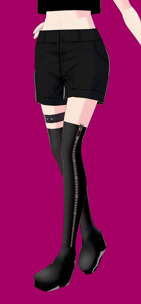 VRoid Studio 正式版β版兼用 パンク ロック ロングブーツ テクスチャー punk & rock boots texture (vroid official release & beta) かっこいい かわいい かっこかわいい ロリ系 ゴスロリ 黒 ブラック ダーク系 black テクスチャ vroidstudio