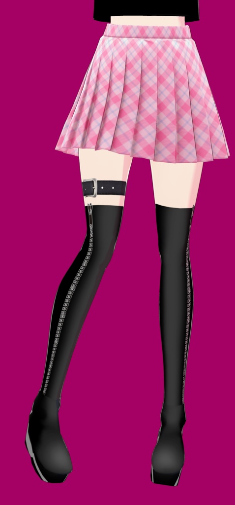 VRoid Studio 正式版β版兼用 パンク ロック ロングブーツ テクスチャー punk & rock boots texture (vroid official release & beta) かっこいい かわいい かっこかわいい ロリ系 ゴスロリ 黒 ブラック ダーク系 black テクスチャ vroidstudio