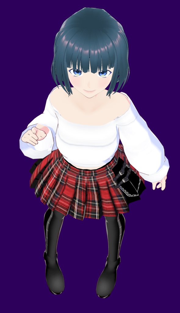 VRoid Studio 正式版β版兼用 パンク ロック プリーツ スカート テクスチャー punk & rock skirt texture (vroid official release & beta) かっこいい かわいい かっこかわいい ロリ系 ゴスロリ 黒 ブラック ダーク系 black red 赤 テクスチャ 制服 プレッピー vroidstudio